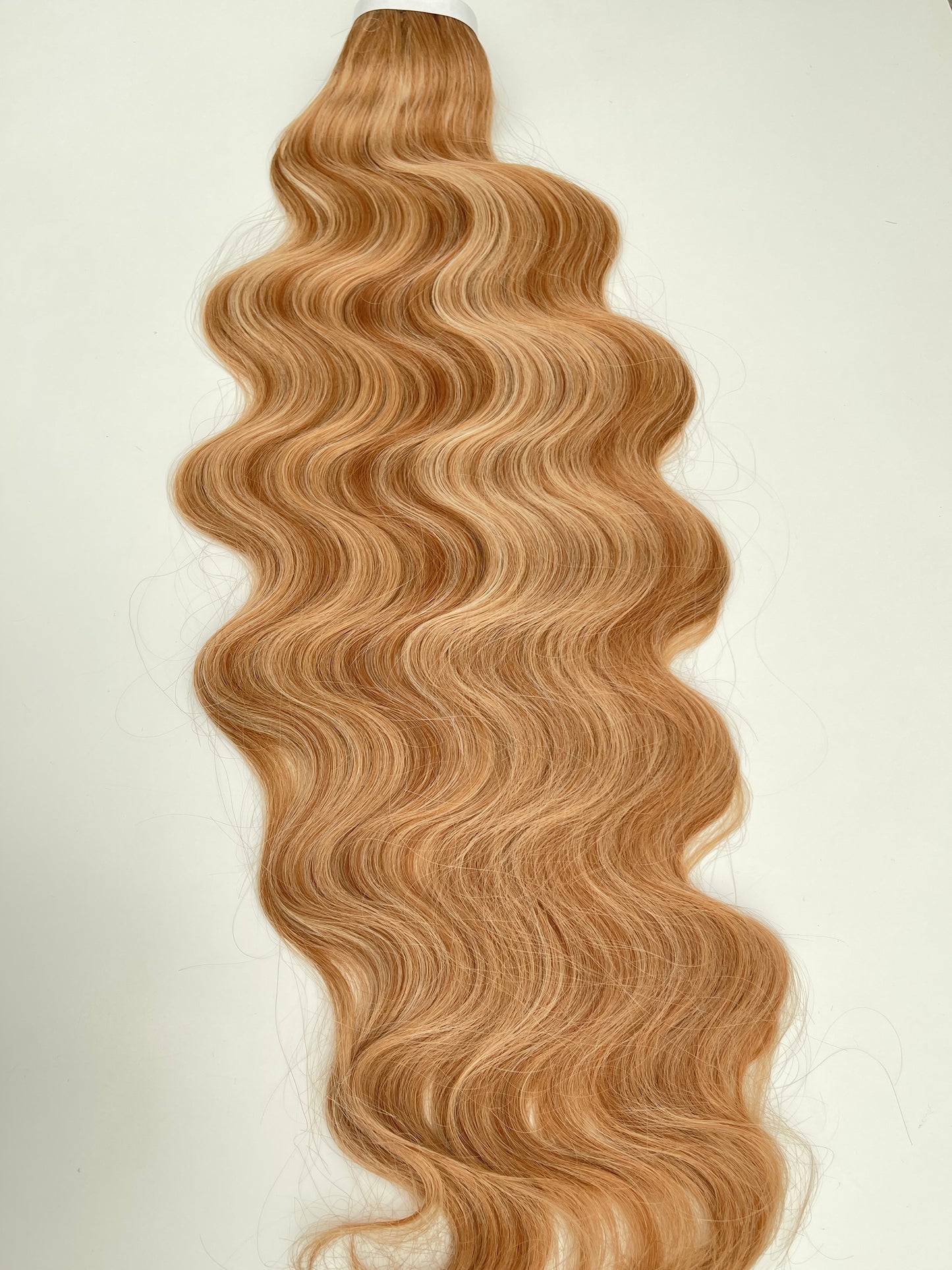 30” Wavy Tape-In Extensions – 210g Bio-Protein Fibre – Highlighted Dark Blonde