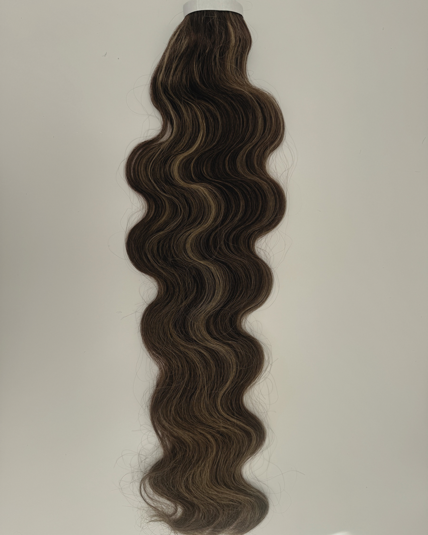 30” Wavy Tape-In Extensions – 210g Bio-Protein Fibre – Highlighted Medium Brown