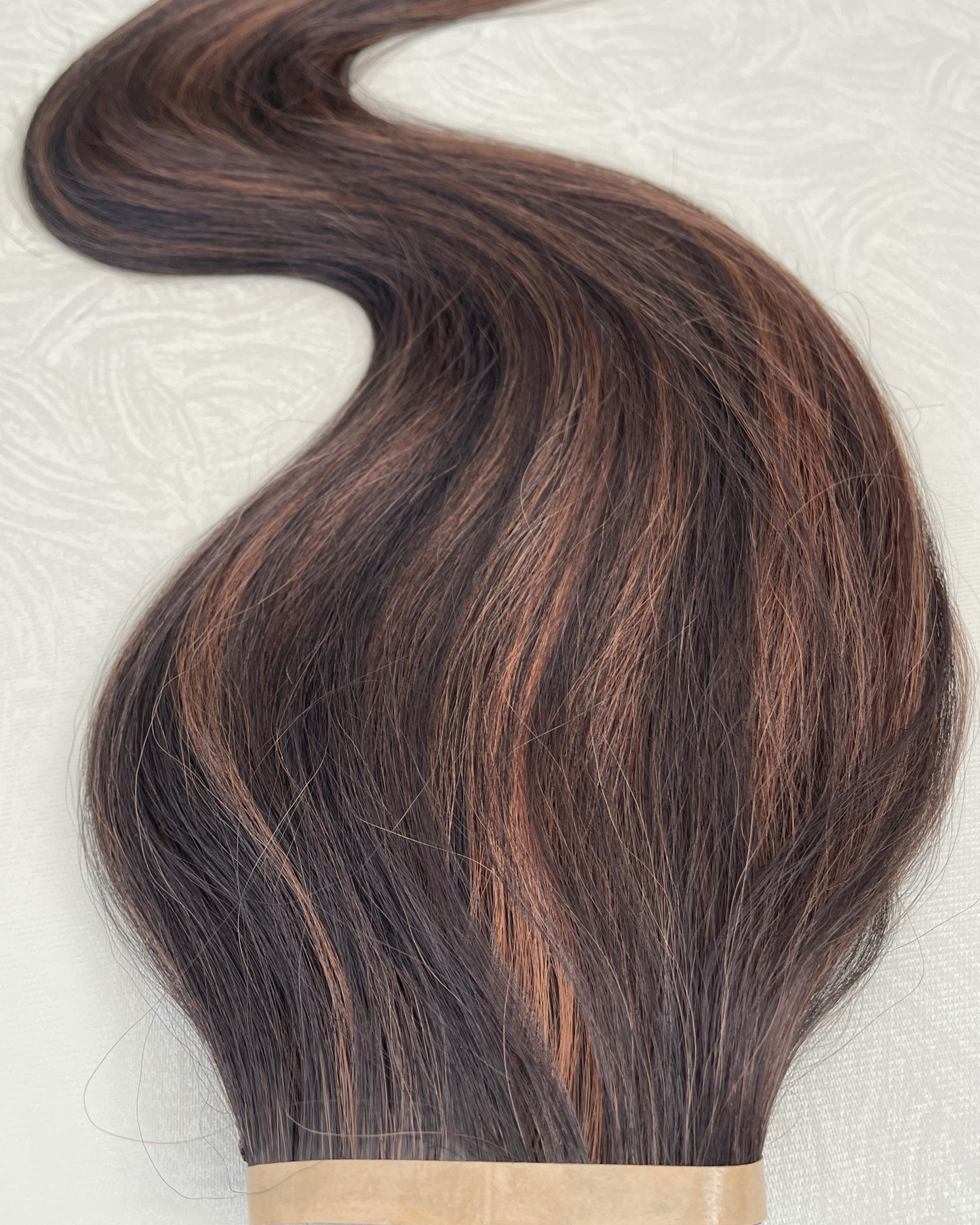 26” 200g Tape-In Weft Bio-Protein Fibre Brunette Highlighted