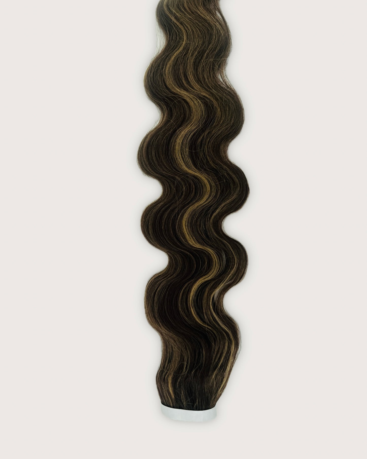 30” Wavy Tape-In Extensions – 210g Bio-Protein Fibre – Highlighted Medium Brown