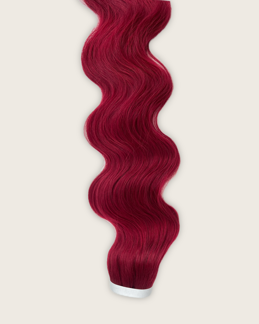 30” Wavy Tape-In Extensions – 210g Bio-Protein Fibre – Cherry Red