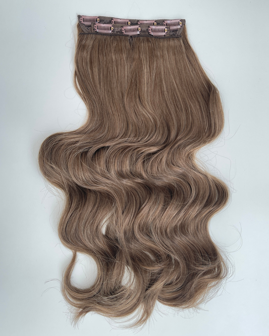 24’ Wavy 220g Bio-Protein Fibre Clip-in Hair Extensions - Ash Brown