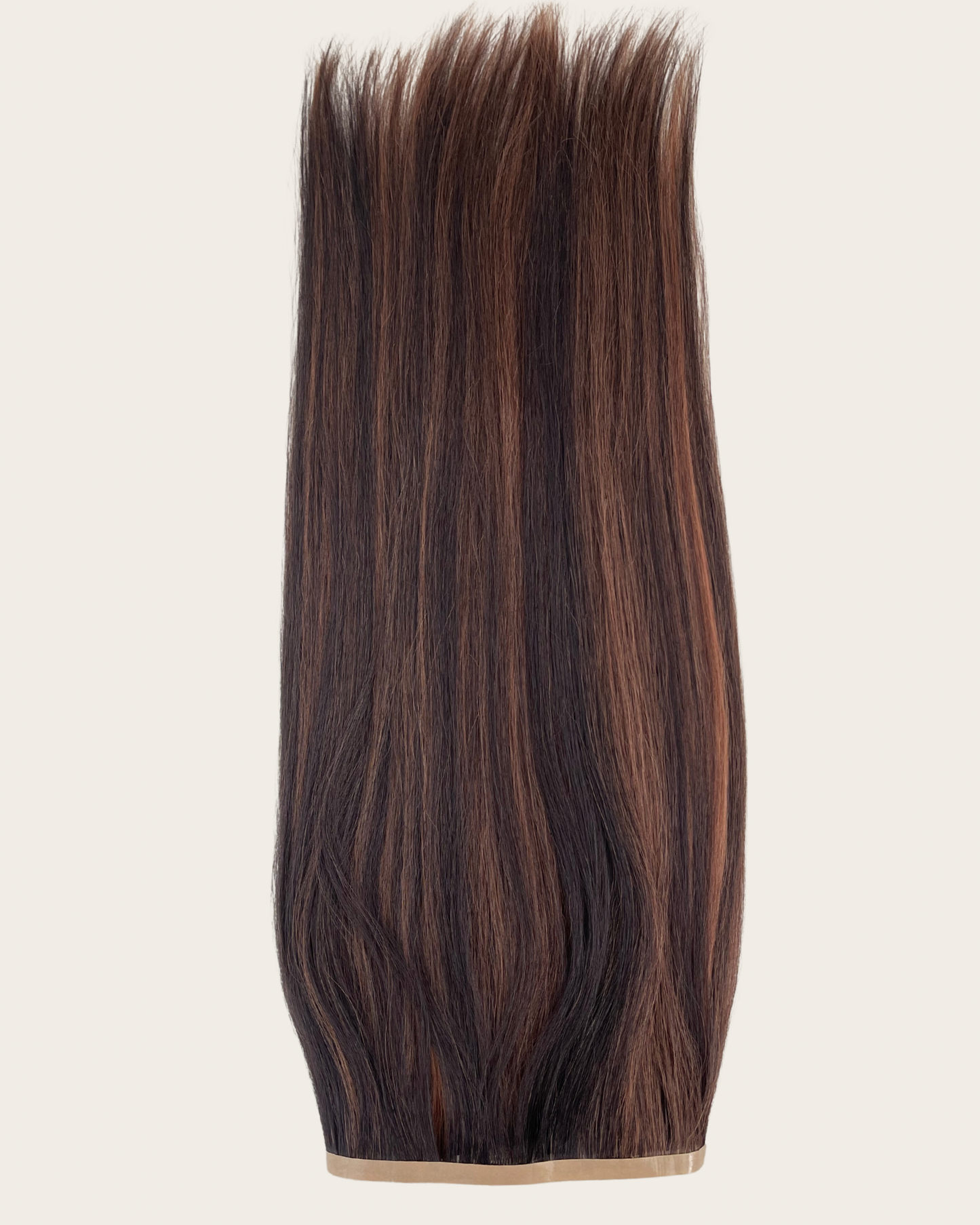 26” 200g Tape-In Weft Bio-Protein Fibre Brunette Highlighted