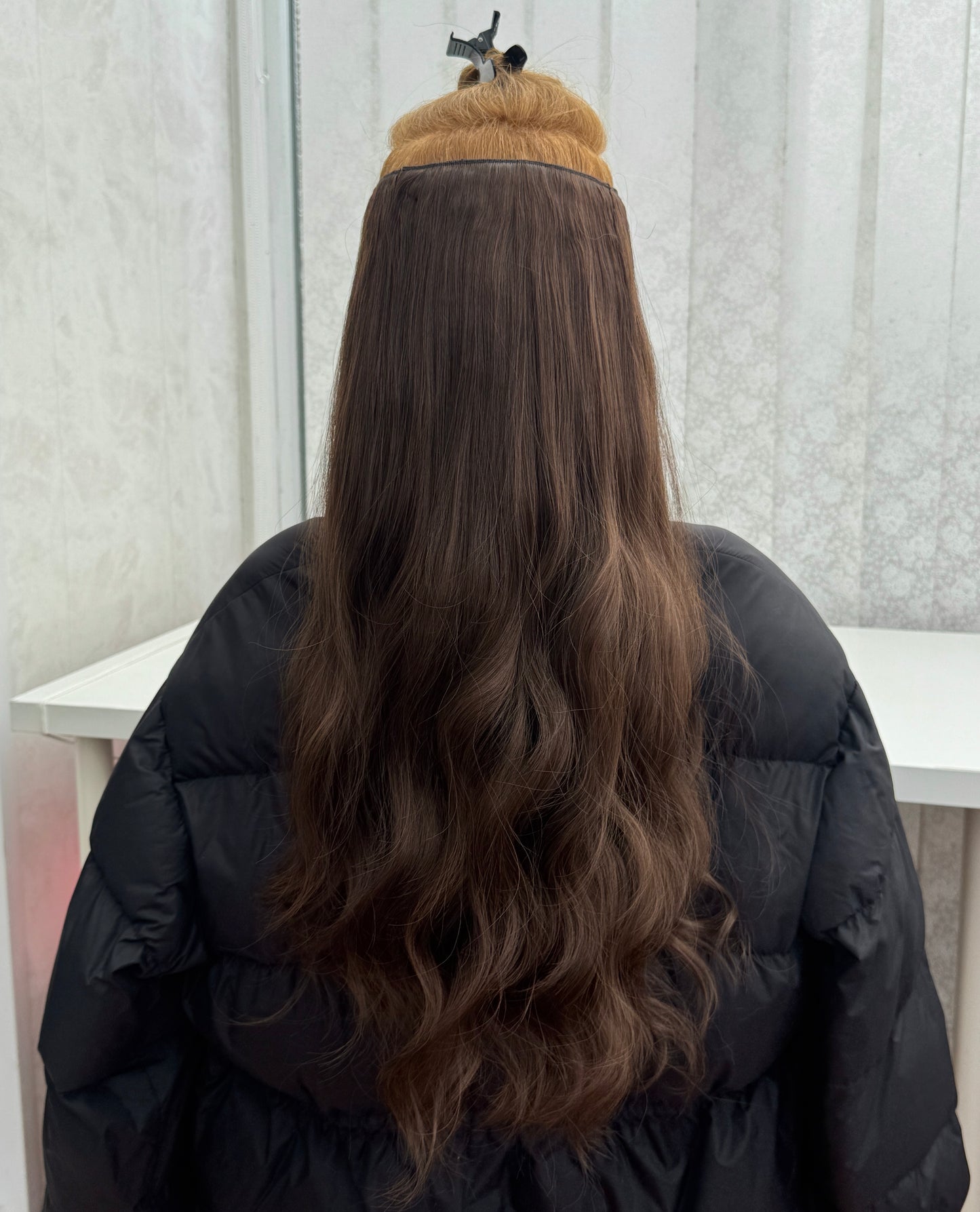 24’ Wavy 220g Bio-Protein Fibre Clip-in Hair Extensions - Dark Chocolate Brown