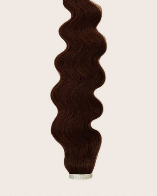 30” Wavy Tape-In Extensions – 210g Bio-Protein Fibre – Chestnut Brown