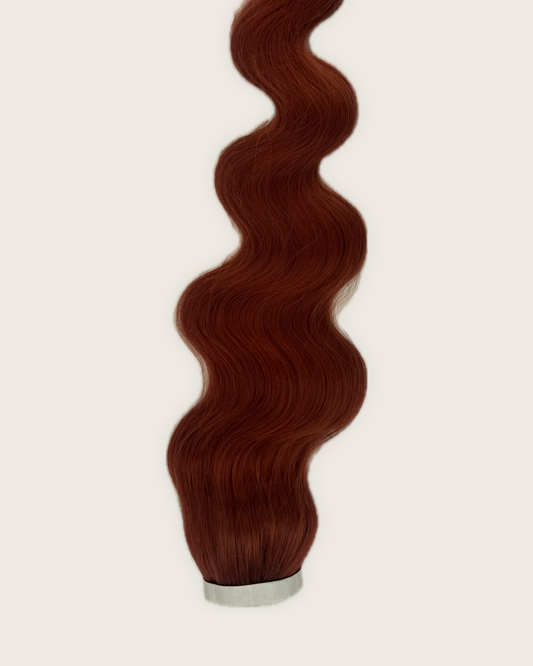 30” Wavy Tape-In Extensions – 210g Bio-Protein Fibre – Copper Red