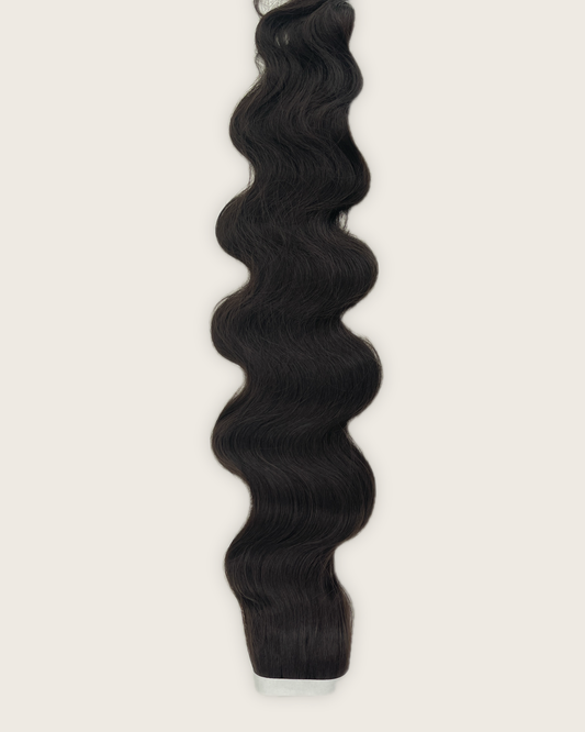 30” Wavy Tape-In Extensions – 210g Bio-Protein Fibre – Natural Black