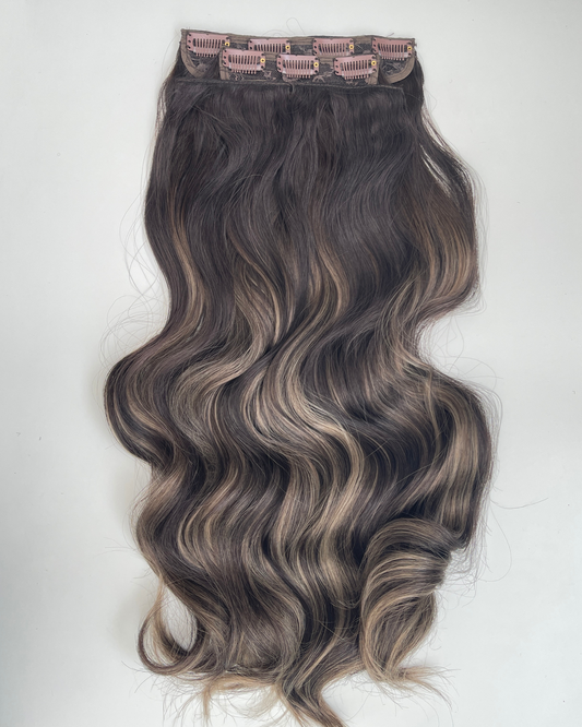 24’ Wavy 220g Bio-Protein Fibre Clip-in Hair Extensions - Mushroom Brunette