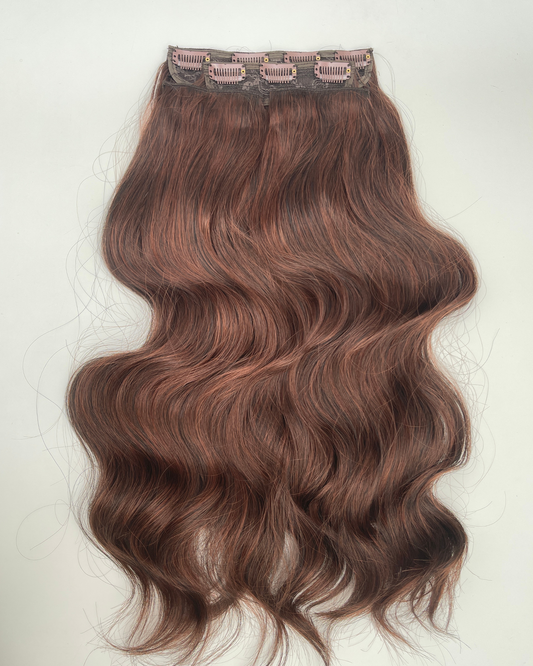 24’ Wavy 220g Bio-Protein Fibre Clip-in Hair Extensions - Rich Auburn
