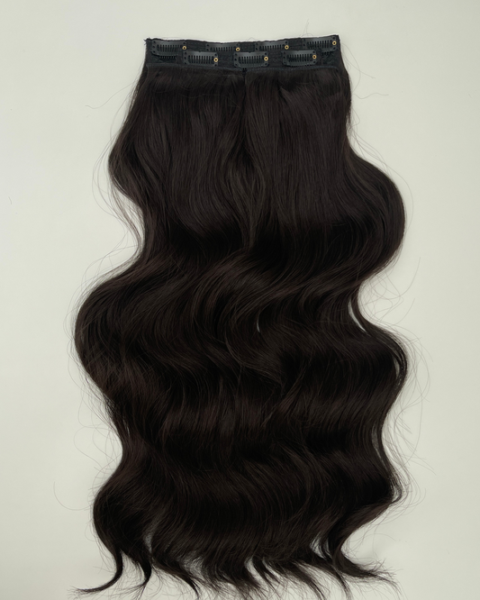 24’ Wavy 220g Bio-Protein Fibre Clip-in Hair Extensions - Dark Brown