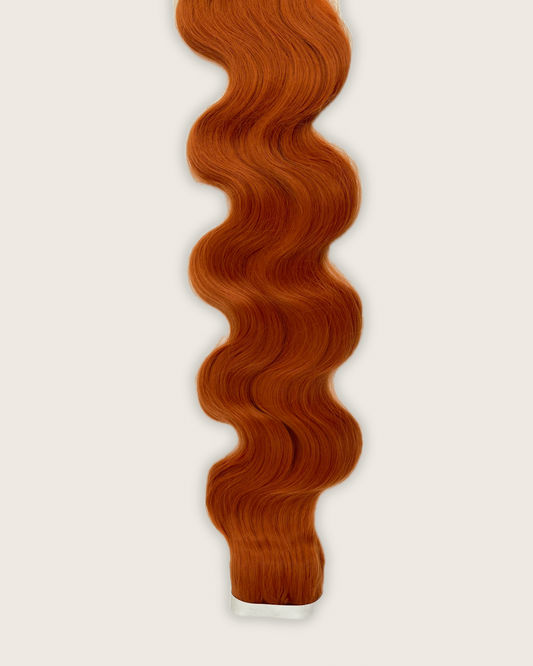 30” Wavy Tape-In Extensions – 200g Bio-Protein Fibre – Vibrant Ginger