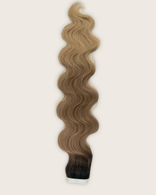 30” Wavy Tape-In Extensions – 210g Bio-Protein Fibre – Honey Caramel Ombré