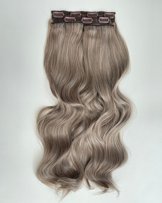 24’ Wavy 220g Bio-Protein Fibre Clip-in Hair Extensions - Mushroom Blonde
