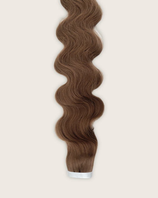 30” Wavy Tape-In Extensions – 210g Bio-Protein Fibre – Light Brown