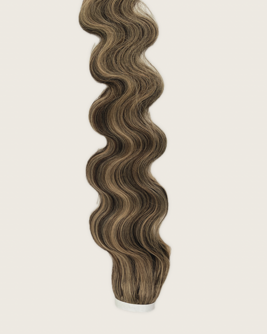 30” Wavy Tape-In Extensions – 210g Bio-Protein Fibre – Piano Brown