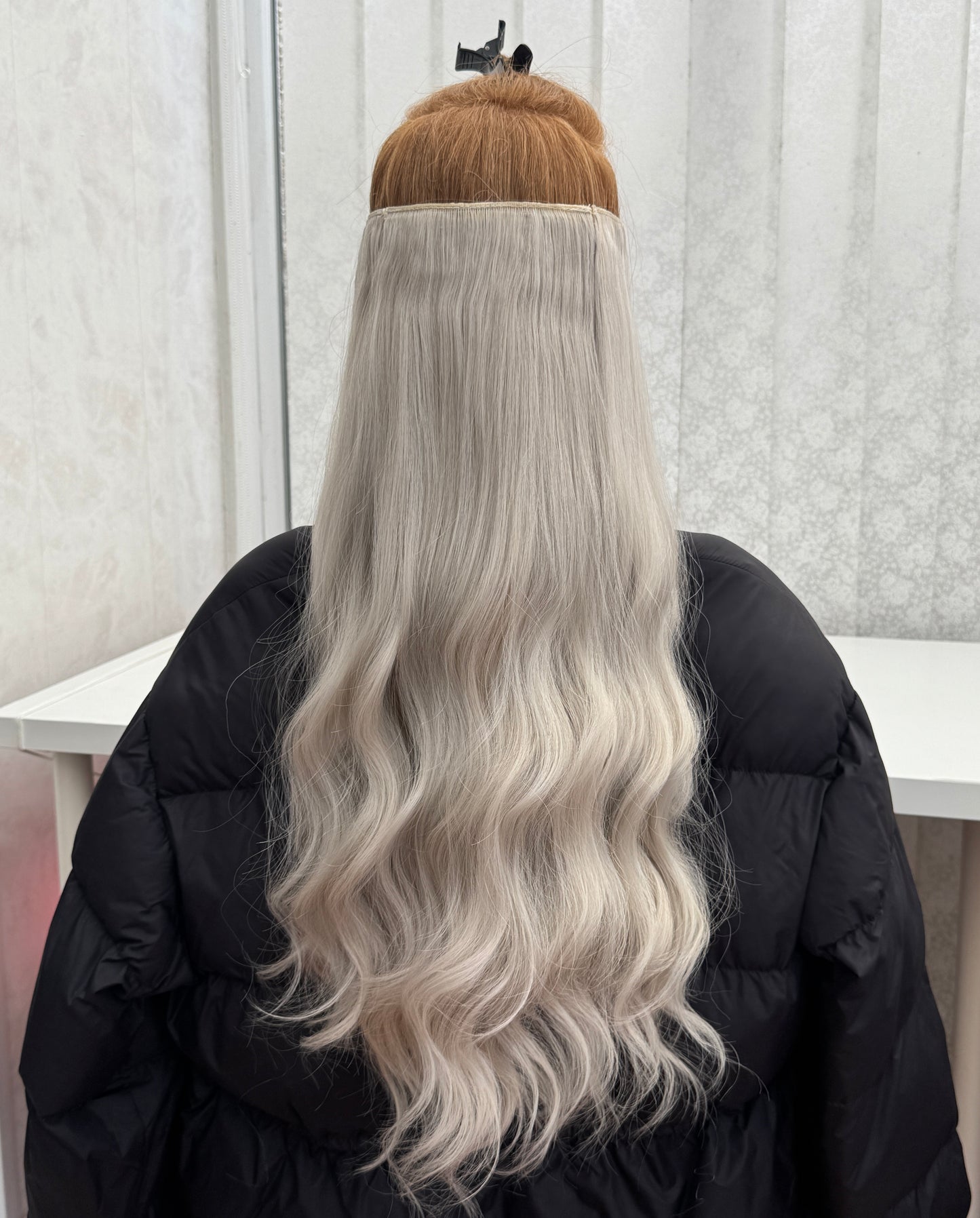 24’ Wavy 220g Bio-Protein Fibre Clip-in Hair Extensions - Ice Queen Blonde