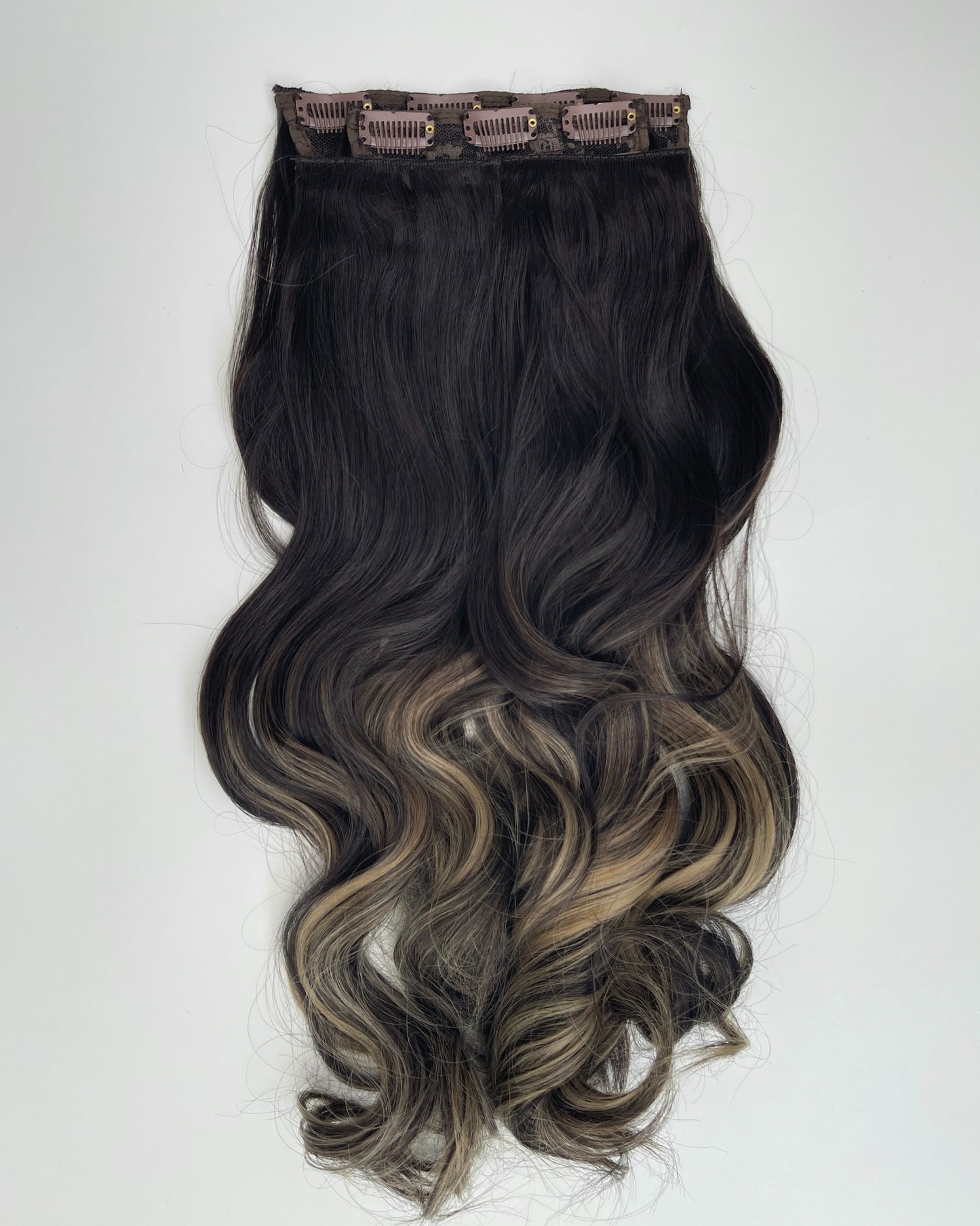 24’ Wavy 220g Bio-Protein Fibre Clip-in Hair Extensions - Smoked Toffee Ombré