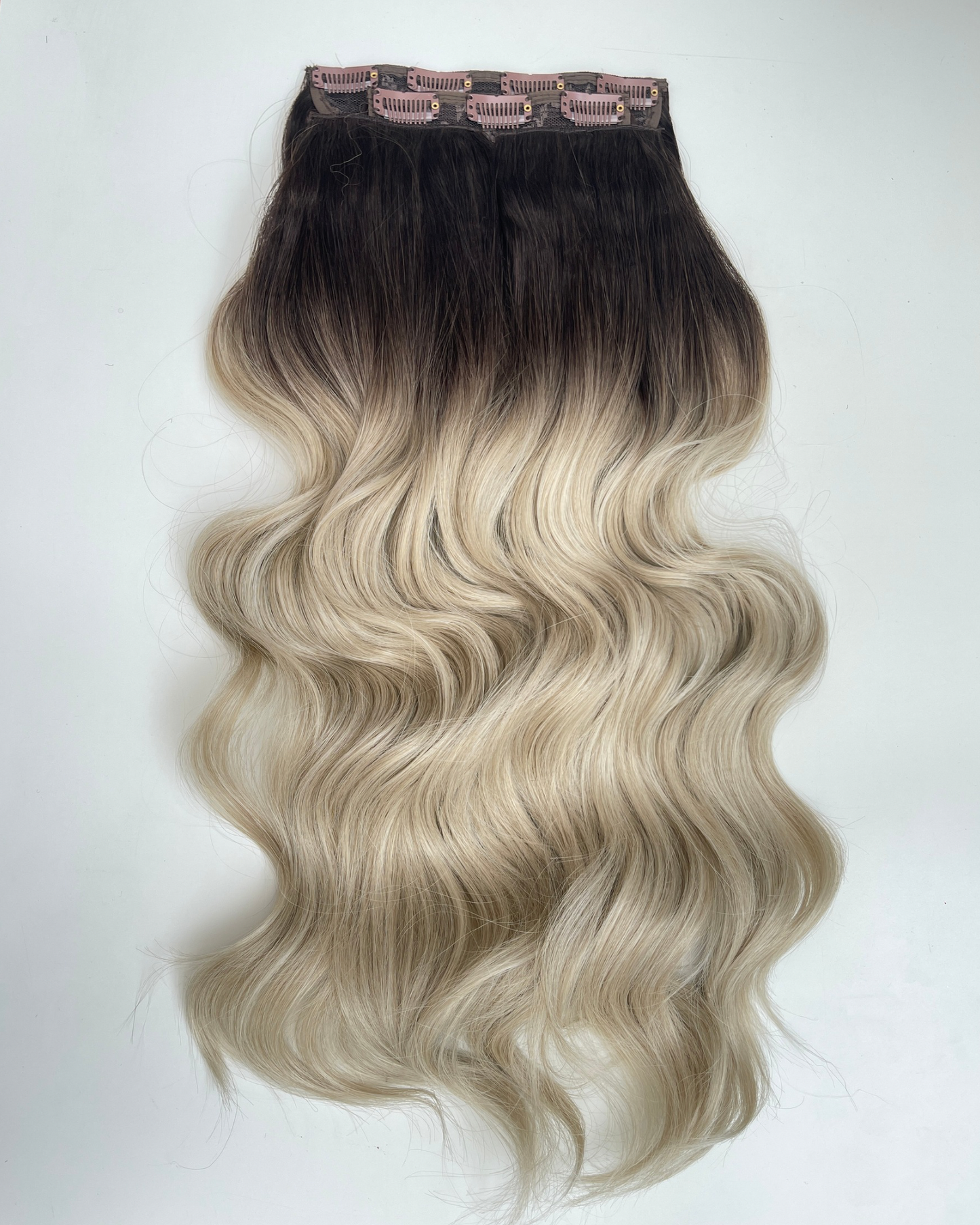 24’ Wavy 220g Bio-Protein Fibre Clip-in Hair Extensions - Ice Mocha Ombré