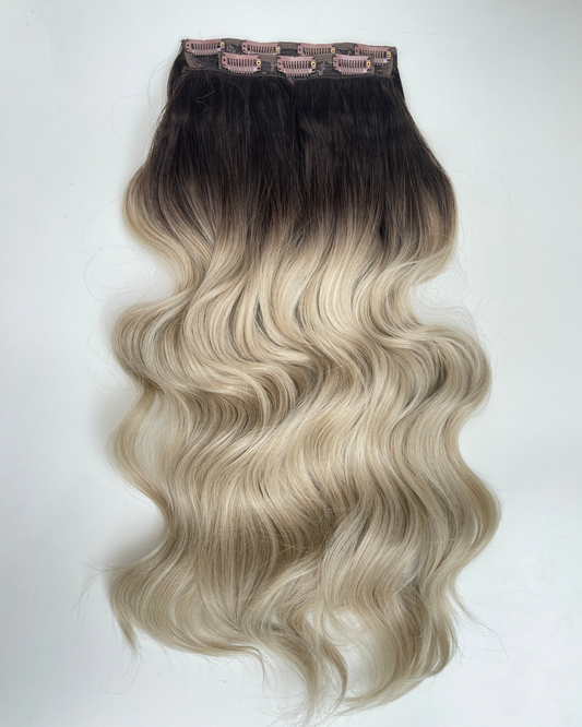 24’ Wavy 220g Bio-Protein Fibre Clip-in Hair Extensions - Ice Mocha Ombré