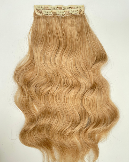 24’ Wavy 220g Bio-Protein Fibre Clip-in Hair Extensions - Golden Blonde