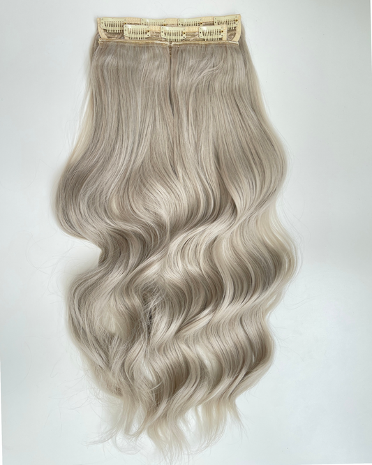 24’ Wavy 220g Bio-Protein Fibre Clip-in Hair Extensions - Ice Queen Blonde